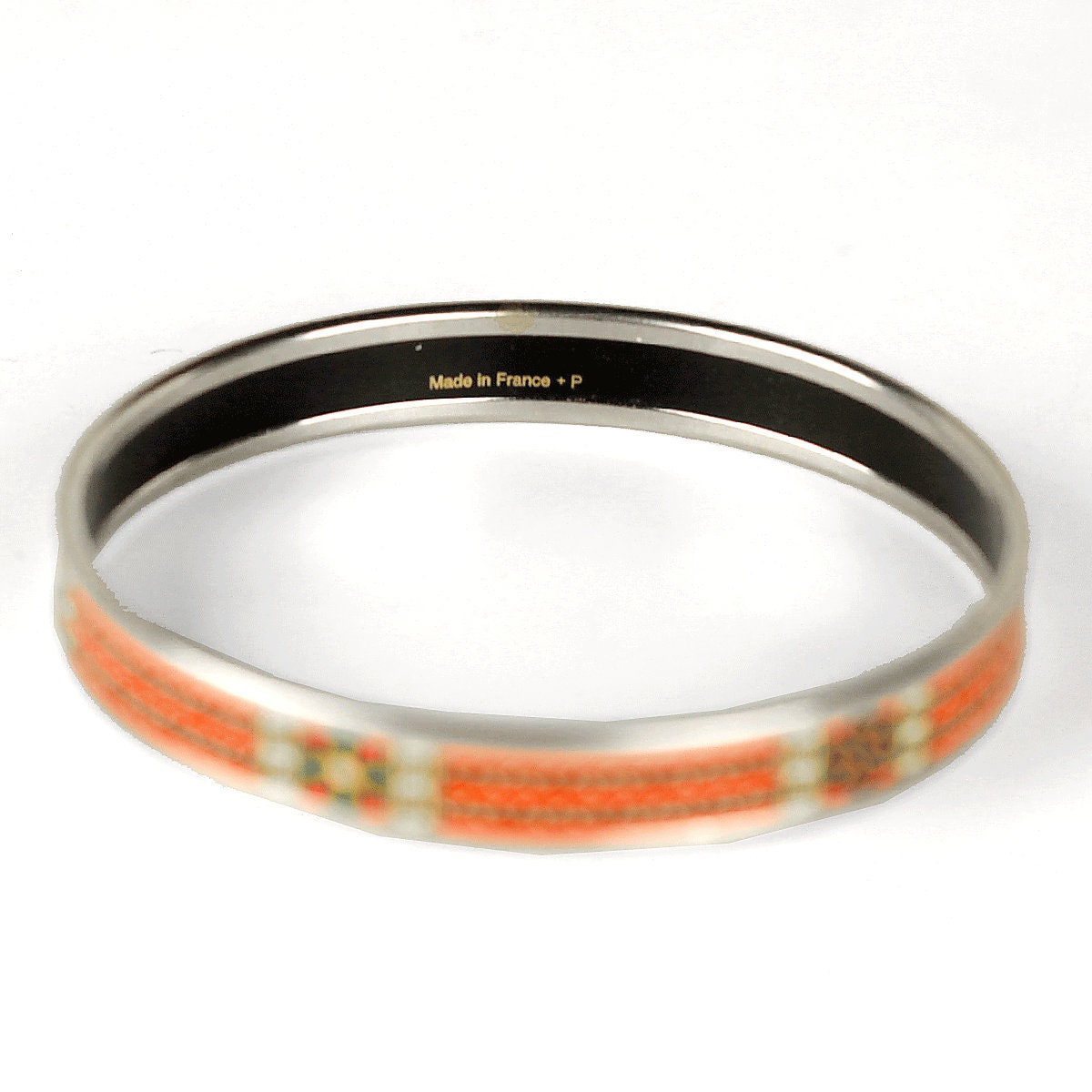 Hermes Bracelet Enamel Palladium Silver 65 Narrow