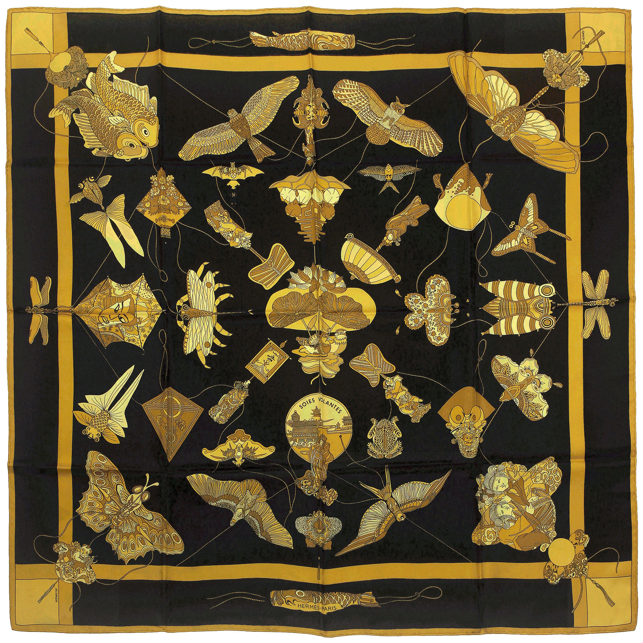 Hermes Scarf "Soies Volantes" by Loic Dubigeon 90cm Silk