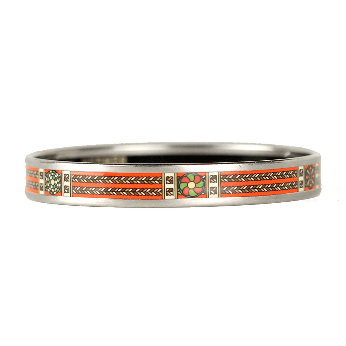 Hermes Bracelet Enamel Palladium Silver 65 Narrow