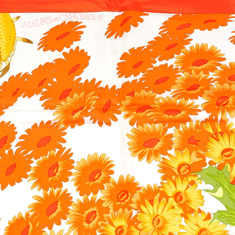 Hermes Scarf "Fleurs et Carlines II" by Vladimir Rybaltchenko 90cm Silk | Foulard Carre