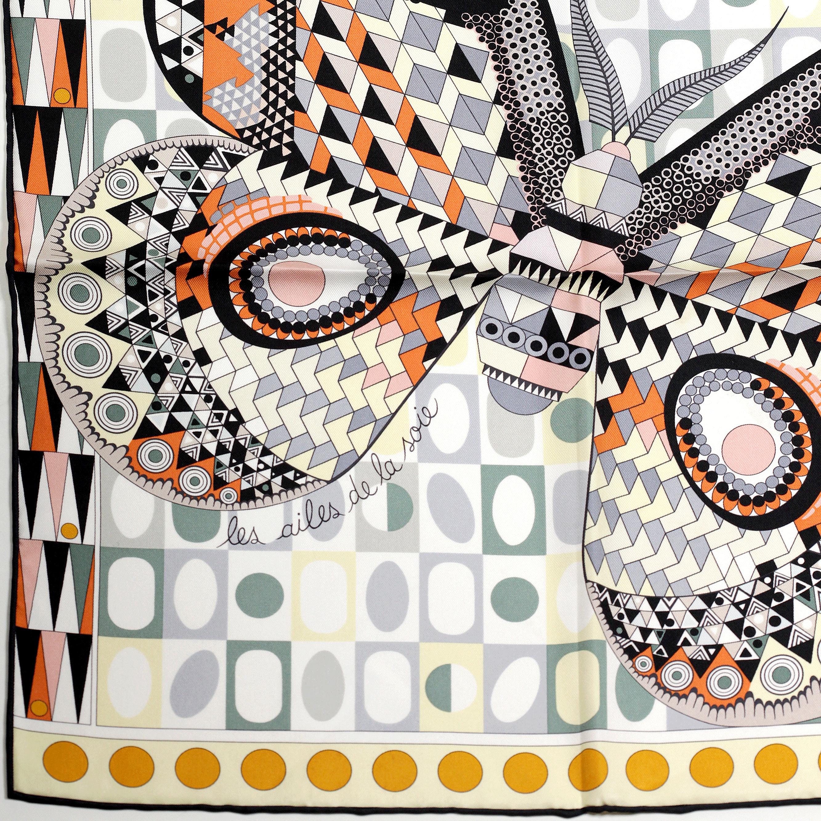 Hermes Scarf "Les Ailes de la Soie" by Aline Honore 90cm Silk | Carre Foulard