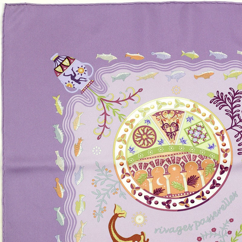 Hermes Scarf "Escales Mediterrannes" by Christine Henry 90cm Silk