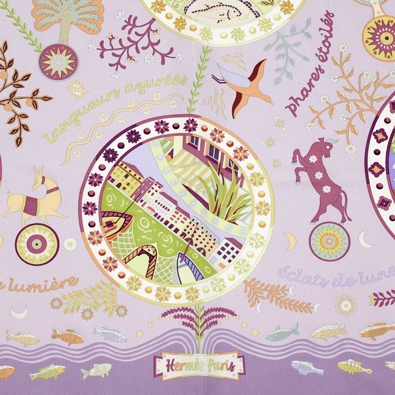 Hermes Scarf "Escales Mediterrannes" by Christine Henry 90cm Silk