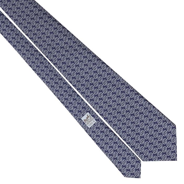 Hermes Men's Silk Tie Geometric Chaine d'Ancre Pattern 5288 | Necktie Cravate