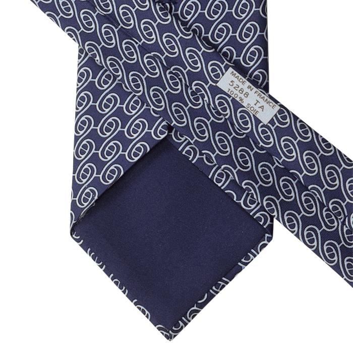 Hermes Men's Silk Tie Geometric Chaine d'Ancre Pattern 5288 | Necktie Cravate