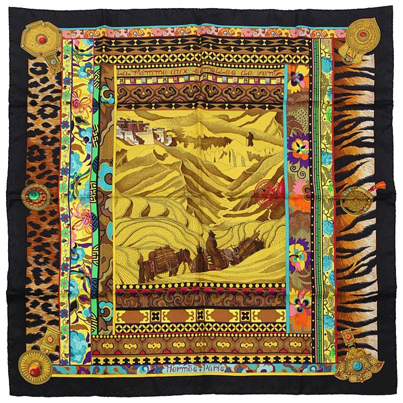 Hermes Scarf "La Femme Aux Semelles de Vent" by Aline Honoré 90cm Silk