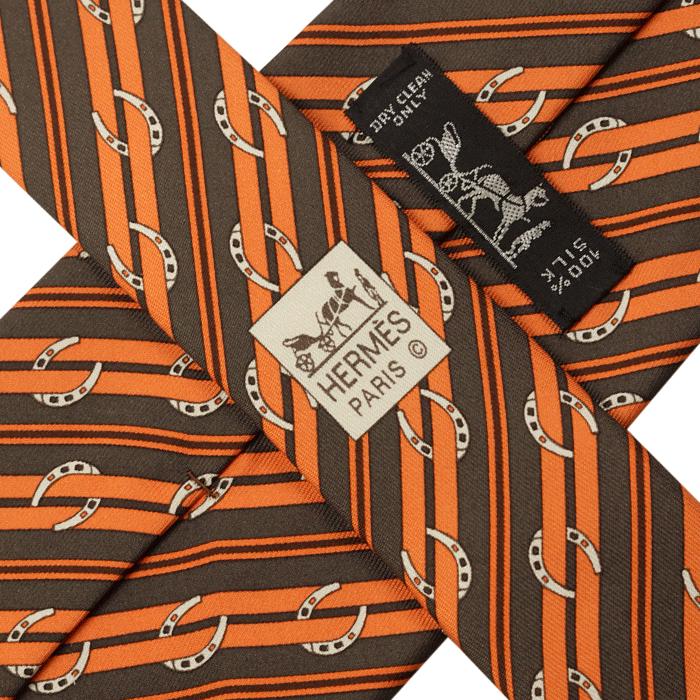 Hermes Men's Silk Tie Horseshoe Stripes Pattern 5276 | Necktie Cravate