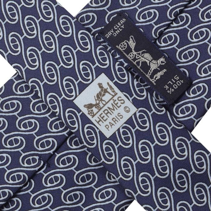 Hermes Men's Silk Tie Geometric Chaine d'Ancre Pattern 5288 | Necktie Cravate