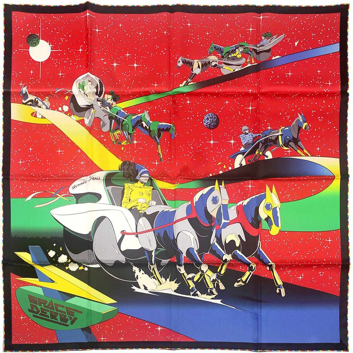 Hermes Scarf "Space Derby" by Ugo Bienvenu 90cm Silk | Carre Foulard