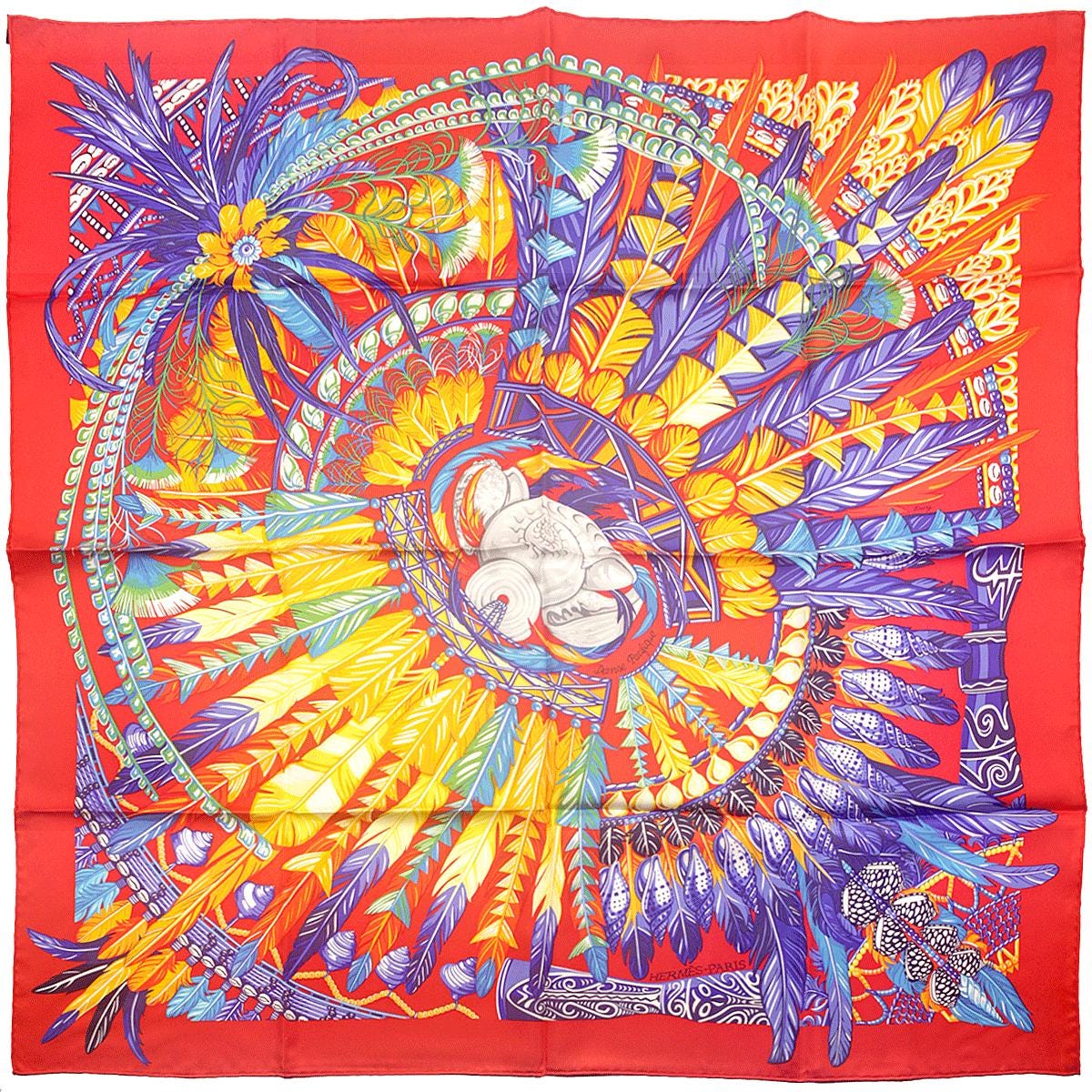 Hermes Scarf "Danse Pacifique" by Laurence Bourthoumieux 90cm Silk