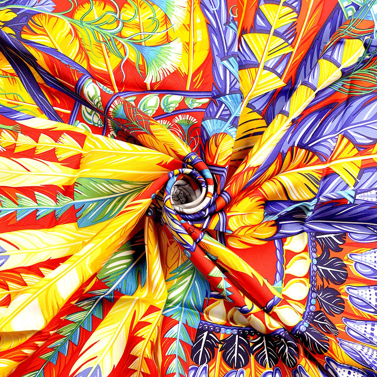 Hermes Scarf "Danse Pacifique" by Laurence Bourthoumieux 90cm Silk