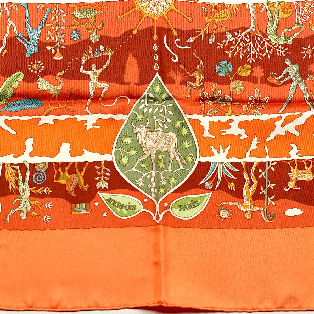 Hermes Scarf "Rives Fertiles" by Christine Henry 90cm Silk