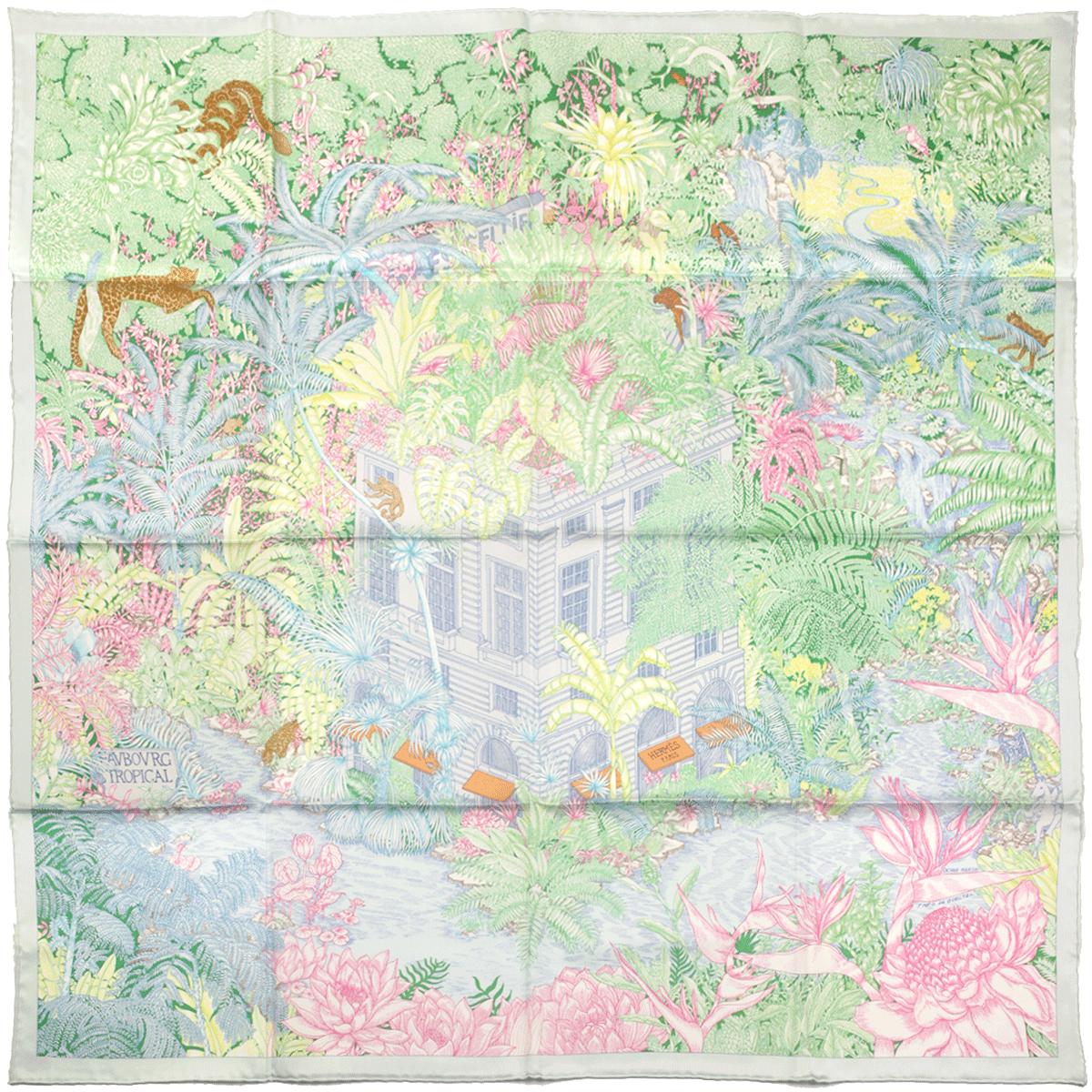 Hermes Scarf "Faubourg Tropical" by Théo de Gueltzl and Octave Marsal 90cm Silk | Carre Foulard