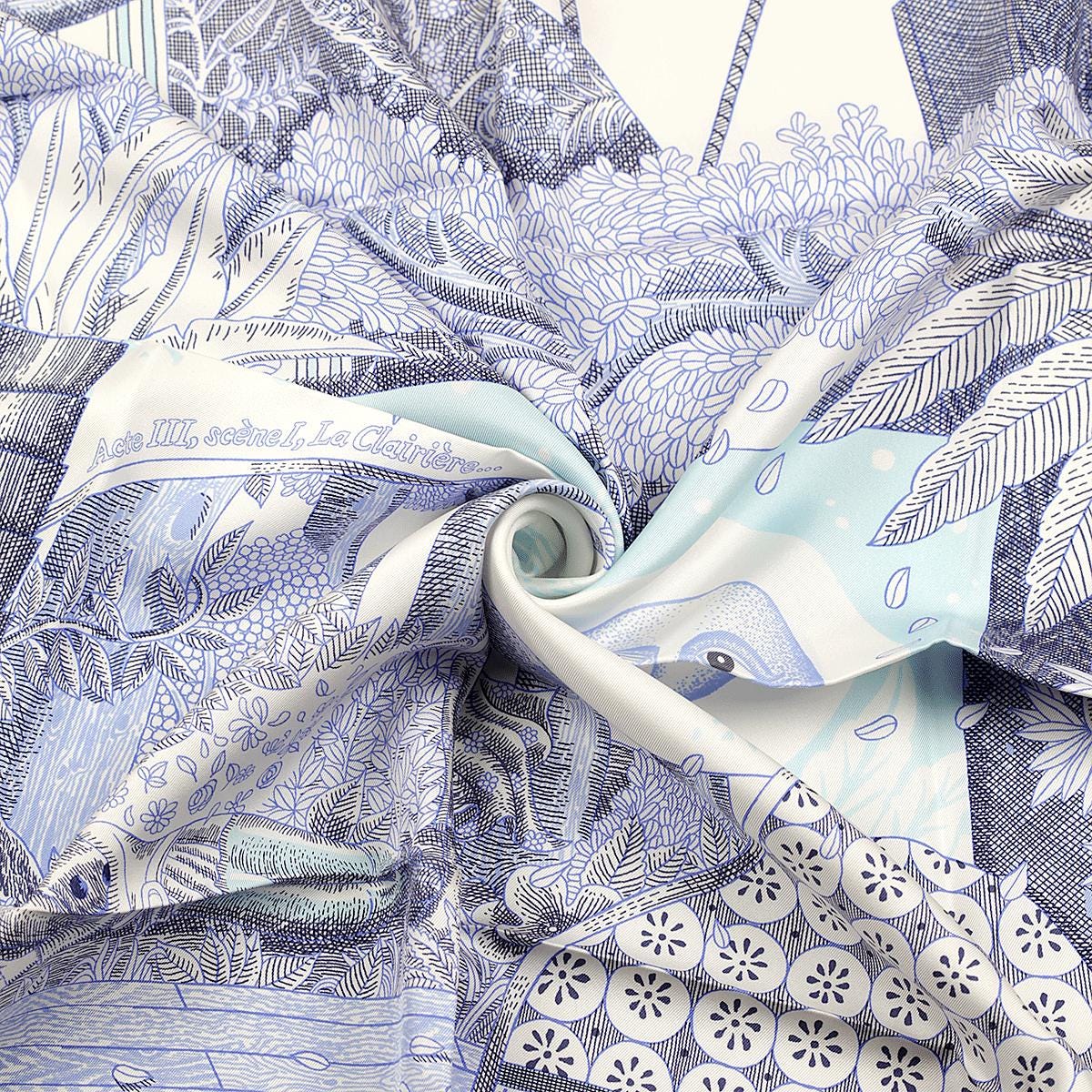 Hermes Scarf "Acte III, Scene I, La Clairiere" by Édouard Baribeaud 90cm Silk