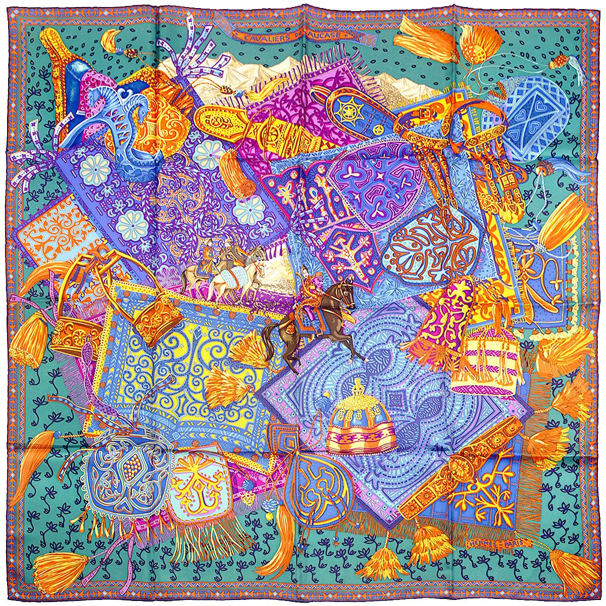 Hermes Scarf "Cavaliers du Caucase" by Annie Faivre 90cm Silk | Carre Foulard