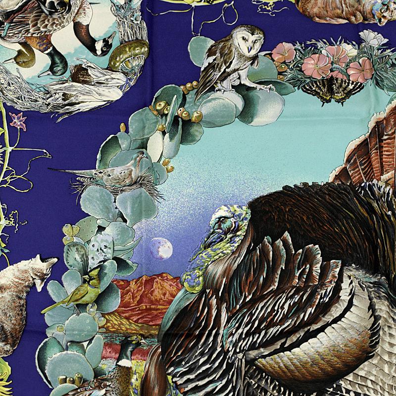 Hermes Scarf "Faune et Flora du Texas" by Kermit Oliver 90cm Silk | GRAIL Carre Foulard
