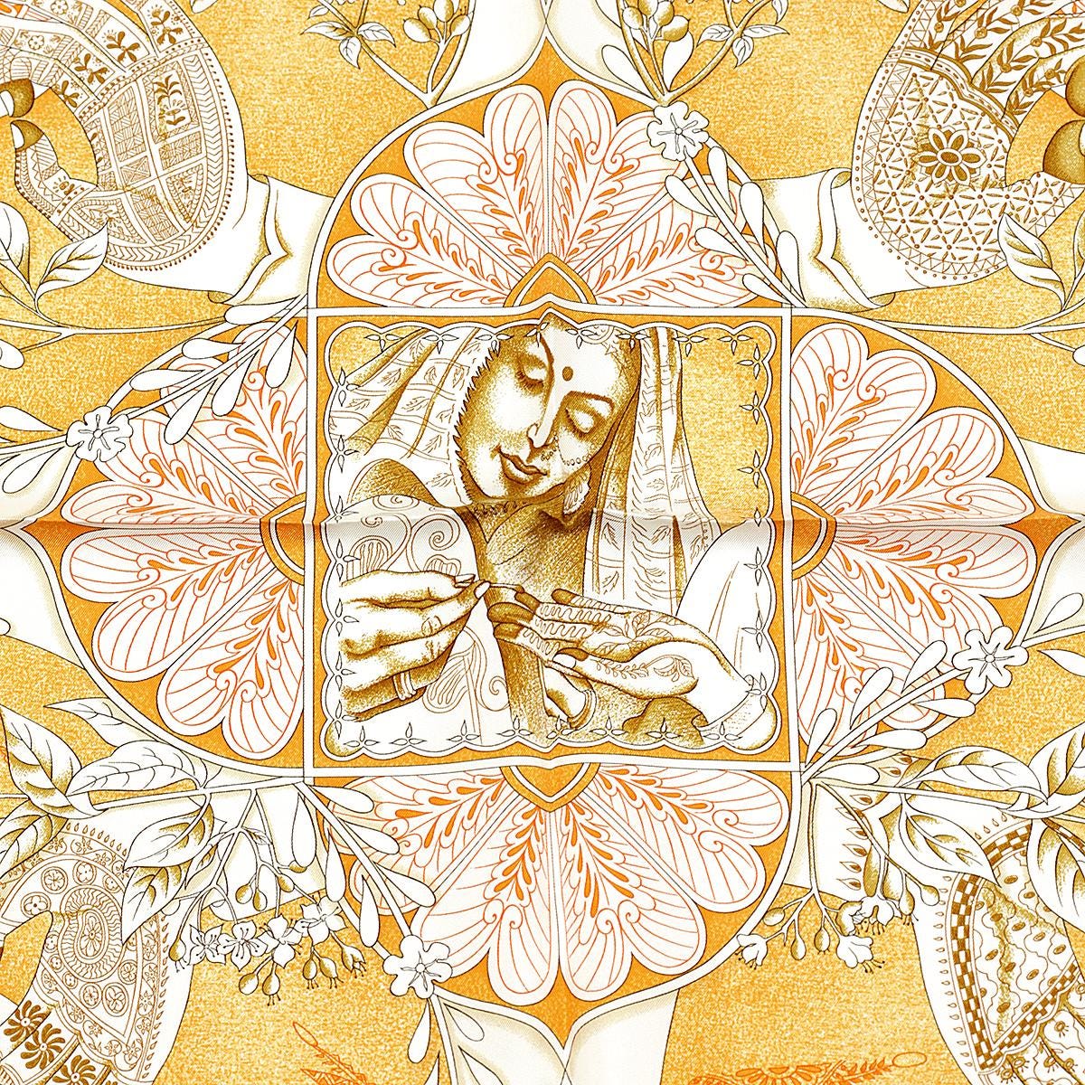 Hermes Scarf "Chants du Henne" by Laurence Bourthoumieux 90cm Silk | Carre Foulard