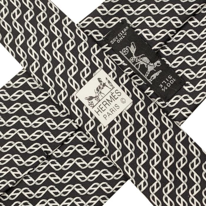 Hermes Men's Silk Tie Geometric H Helix Pattern 5467