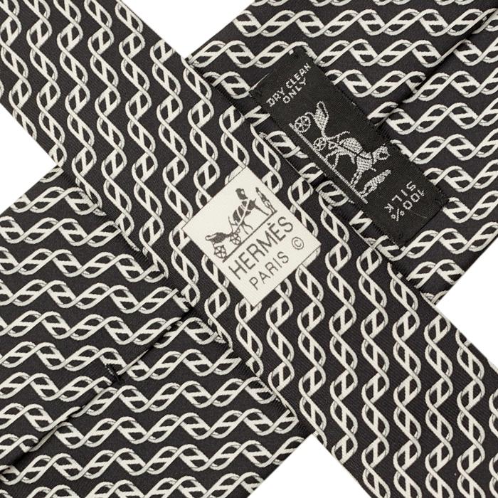 Hermes Men's Silk Tie Geometric H Helix Pattern 5467