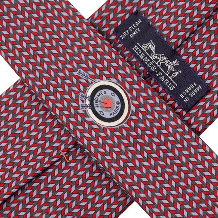 Hermes Men's Silk Tie Geometric Arrows Pattern 646001 | Necktie Cravate