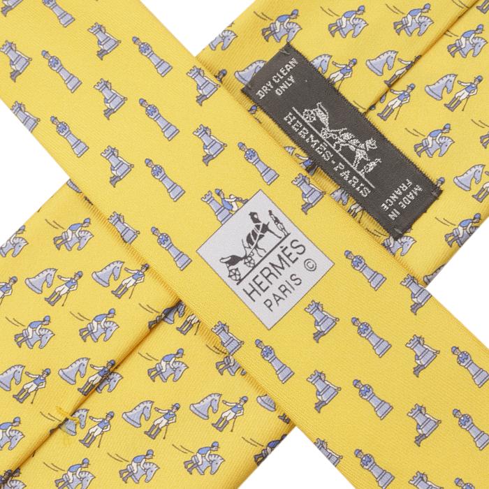 Hermes Men's Silk Tie Whimsical Chess Pieces Pattern 626043 | Necktie Cravate