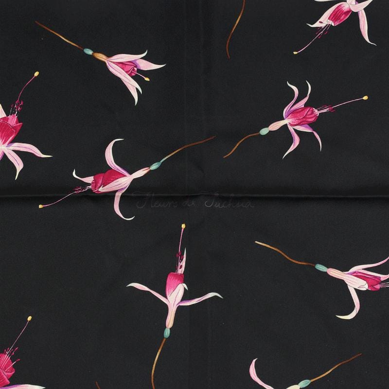 Hermes Scarf "Fleurs de Fuchsia" by Leigh P. Cook 90cm Silk
