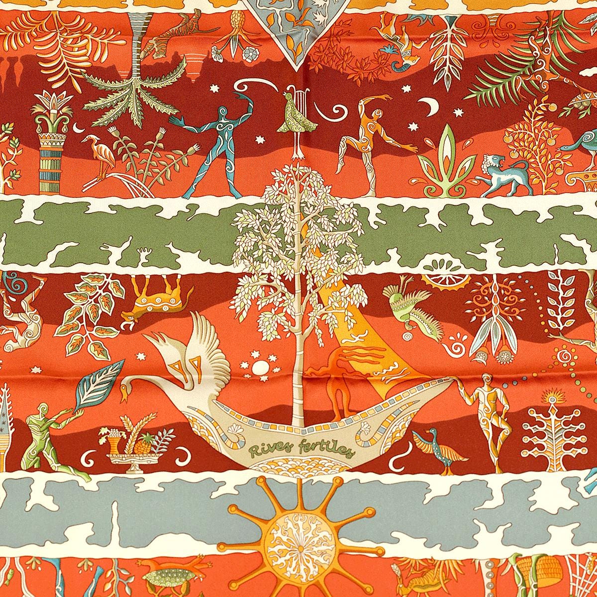 Hermes Scarf "Rives Fertiles" by Christine Henry 90cm Silk