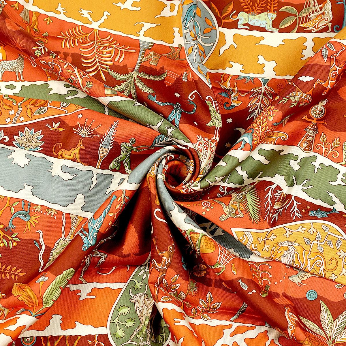 Hermes Scarf "Rives Fertiles" by Christine Henry 90cm Silk