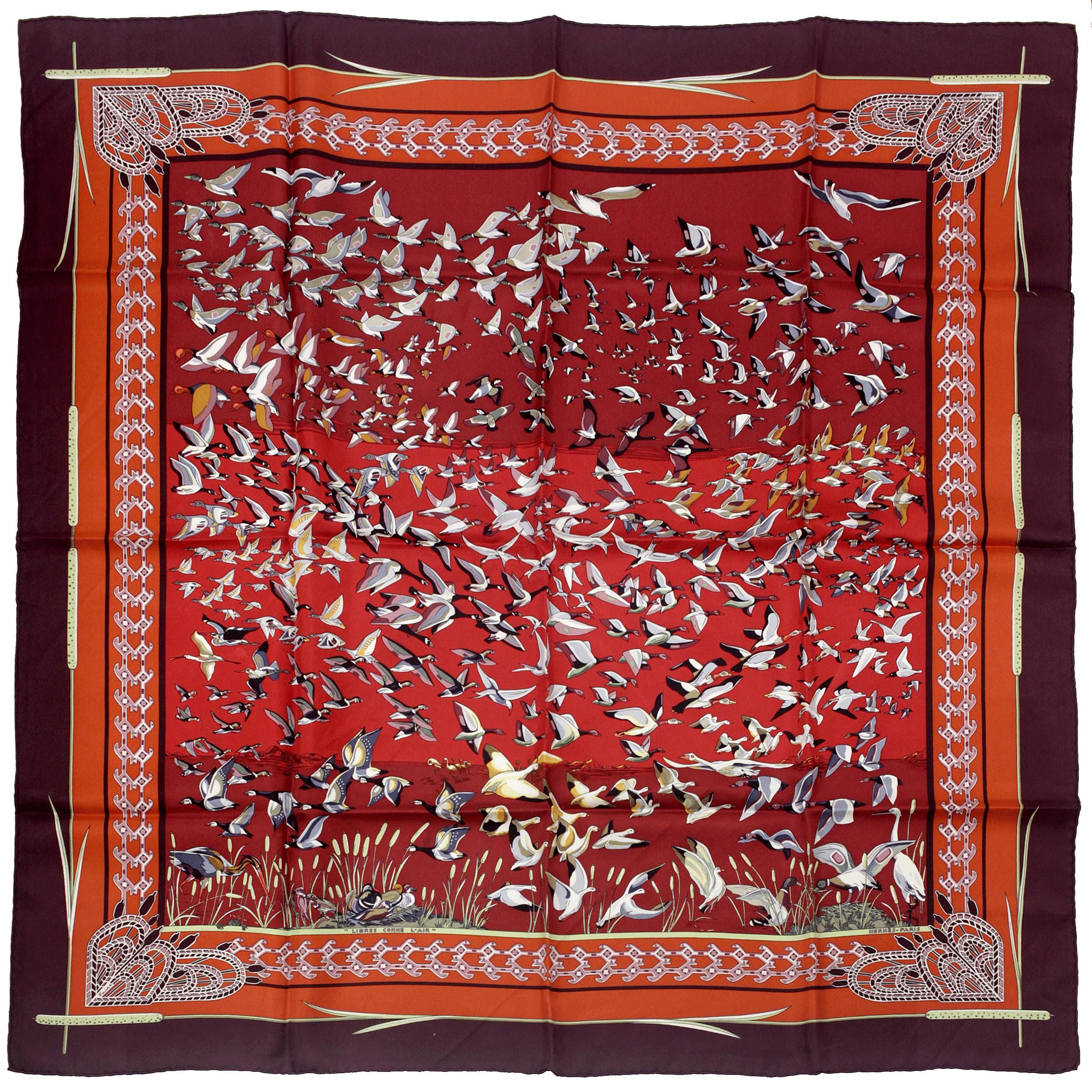 Hermes Scarf "Libres Comme l'Air" by Annie Faivre 90cm Silk | Carre Foulard