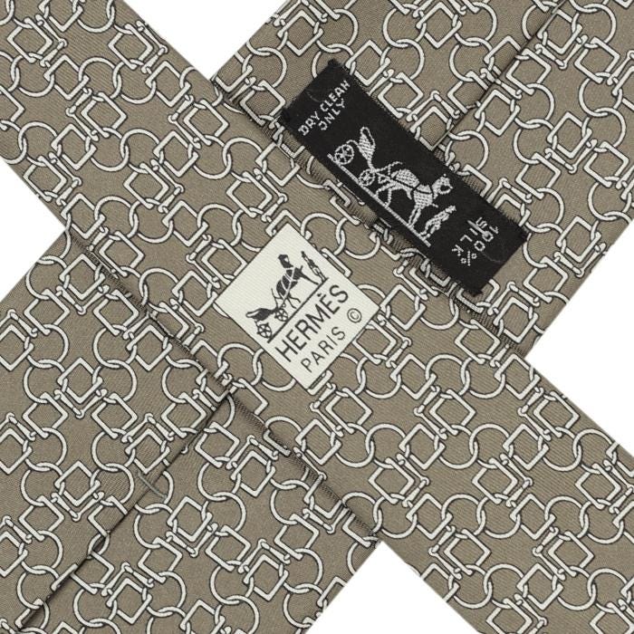Hermes Men's Silk Tie Equestrian Geometric Pattern 5162