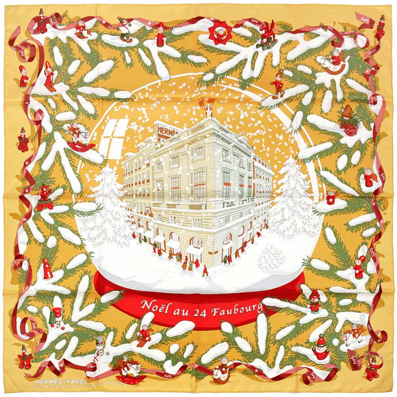 Hermes Scarf "Noel au 24 Faubourg" by Dimitri Rybaltchenko 90cm Silk | Carre Foulard