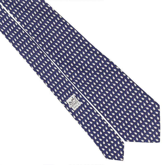 Hermes Men's Silk Tie Whimsical Penguins Pattern 5143 | Necktie Cravate