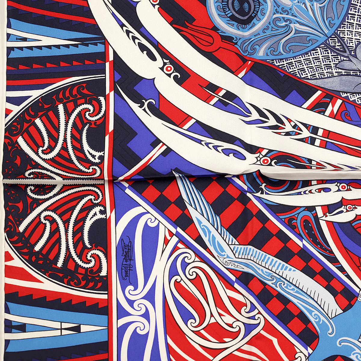 Hermes Scarf "Kawa Ora" by Te Rangitu Netana 90cm Silk