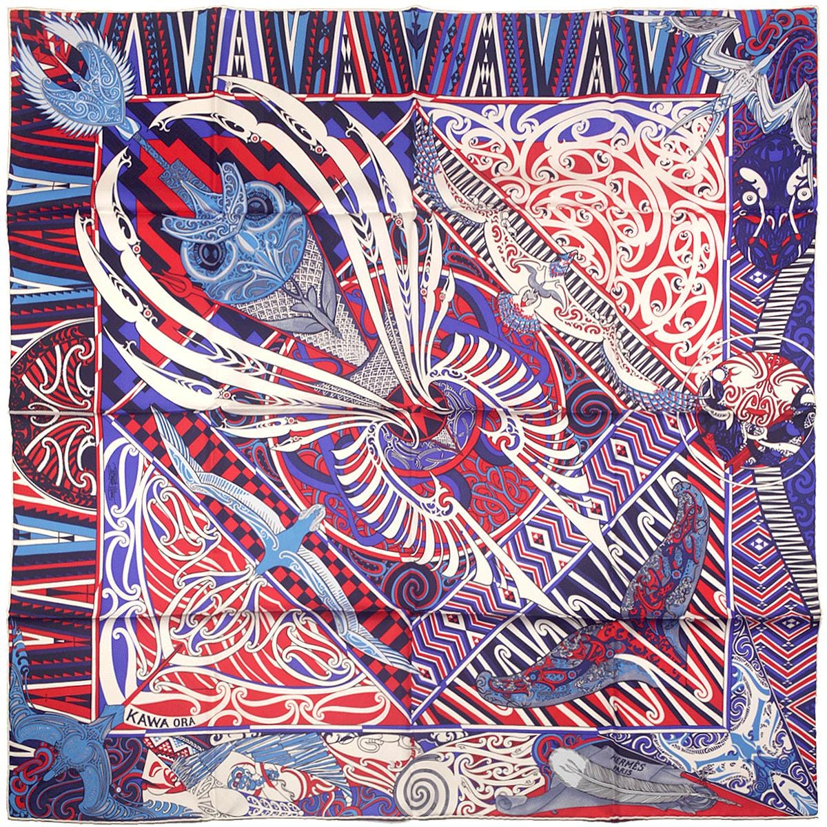Hermes Scarf "Kawa Ora" by Te Rangitu Netana 90cm Silk