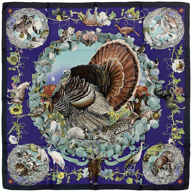 Hermes Scarf "Faune et Flora du Texas" by Kermit Oliver 90cm Silk | GRAIL Carre Foulard