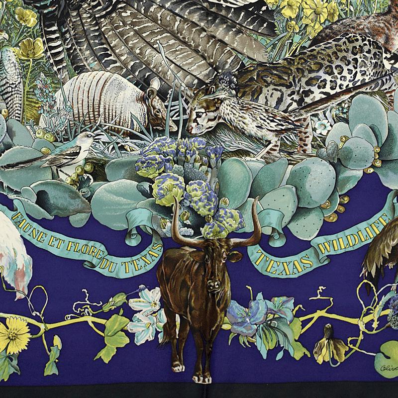 Hermes Scarf "Faune et Flora du Texas" by Kermit Oliver 90cm Silk | GRAIL Carre Foulard