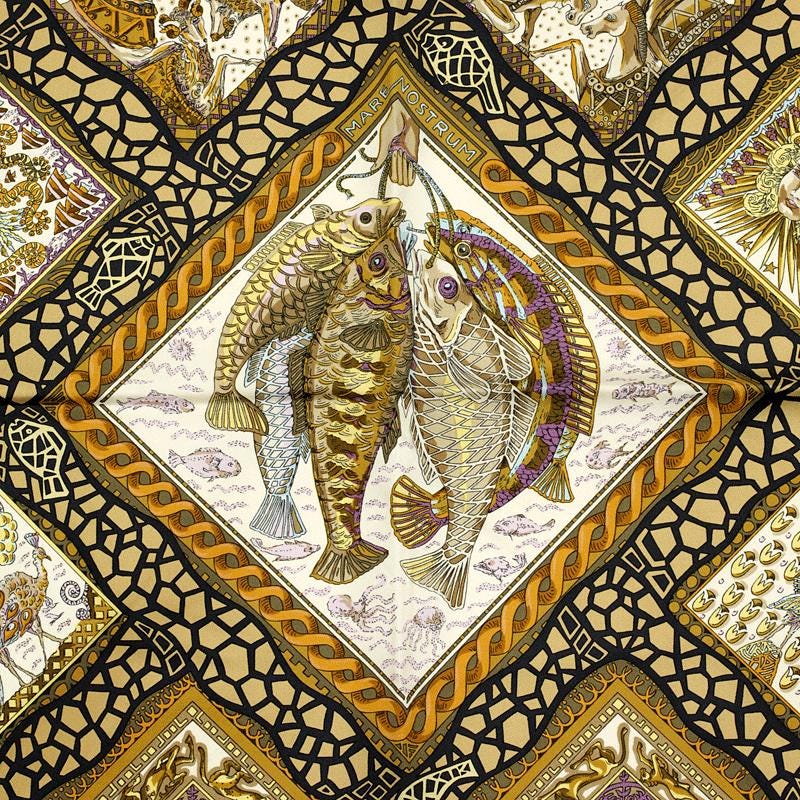 Hermes Scarf "Mare Nostrum" by Annie Faivre 90cm Silk