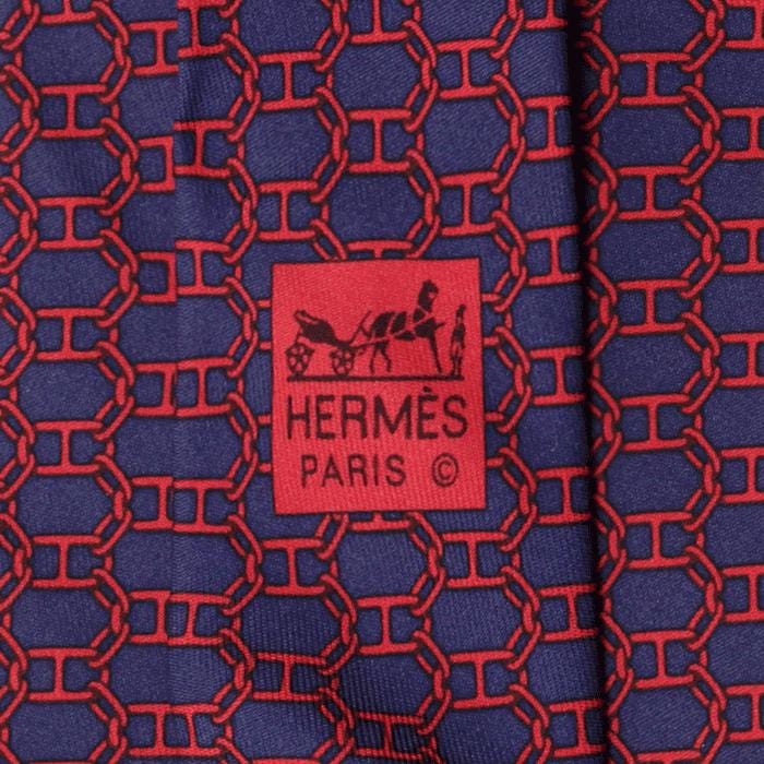 Hermes Men's Silk Tie Geometric Chaine d'Ancre Pattern 5405 | Necktie Cravate