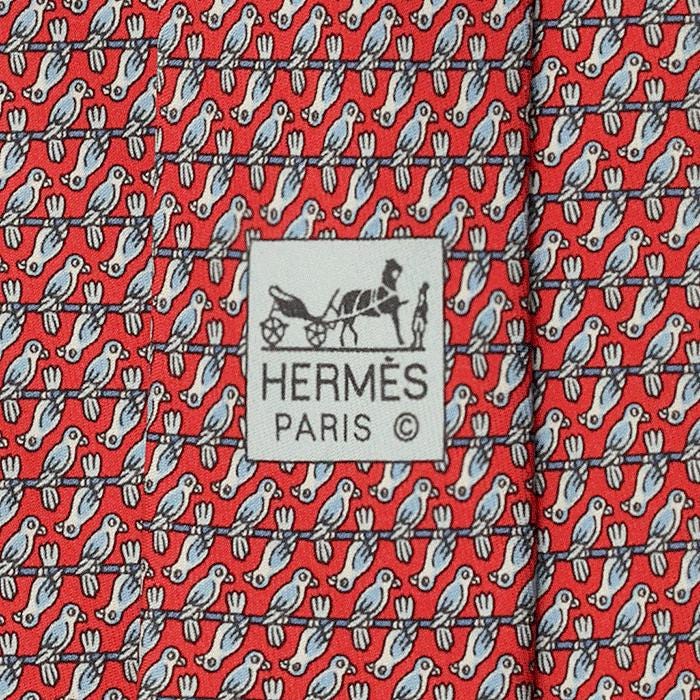 Hermes Men's Silk Tie Bird on a Wire Pattern 5514 | Necktie Cravate