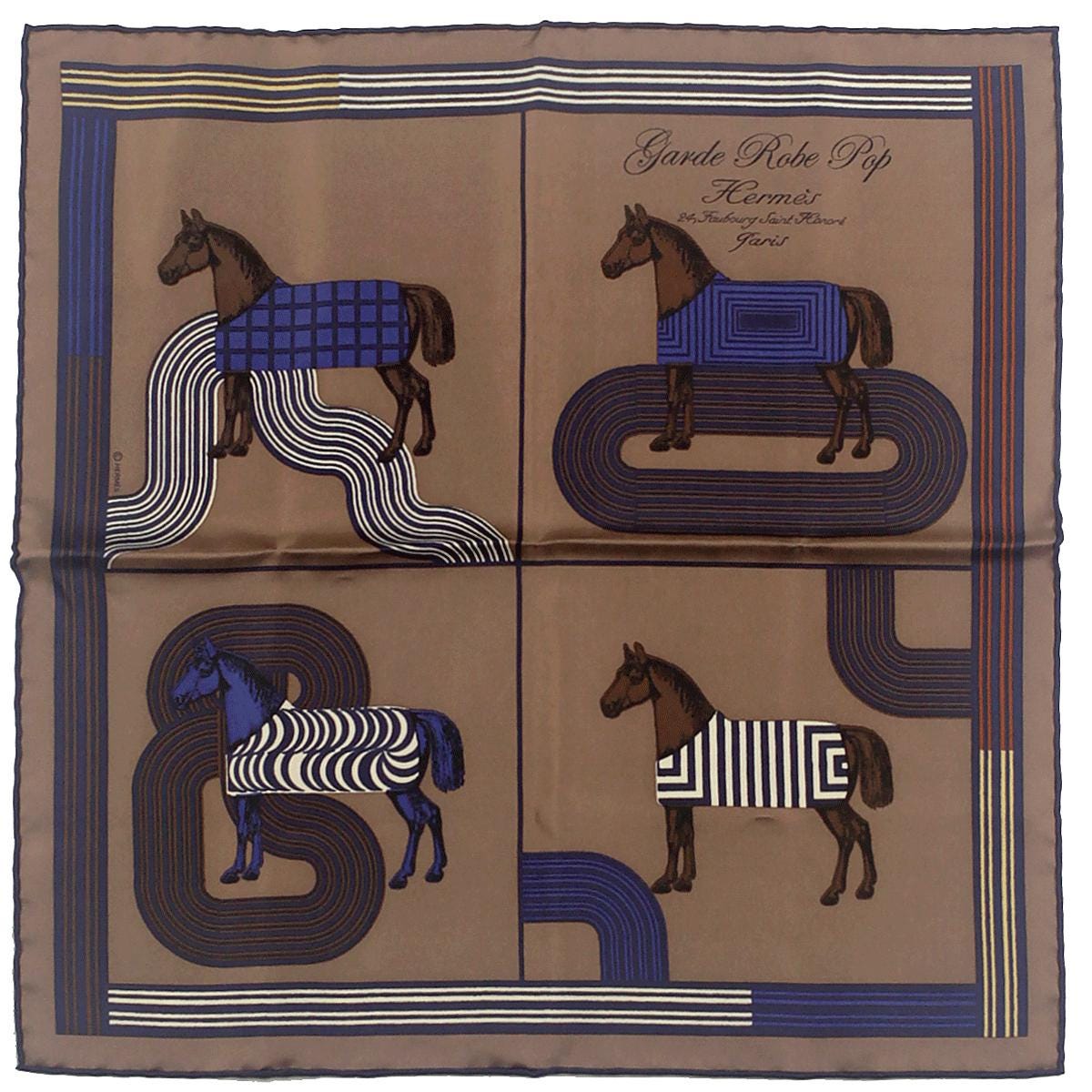 Hermes Scarf 45cm "Garde Robe Pop" by Giancarlo Pagni Silk Gavroche