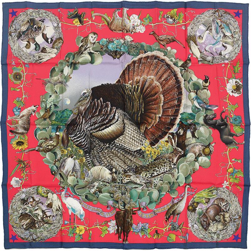 Hermes Scarf "Faune et Flora du Texas" by Kermit Oliver 90cm Silk | GRAIL Carre Foulard