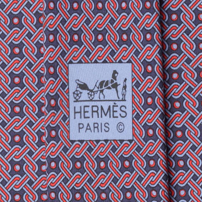 Hermes Men's Silk Tie Geometric Pattern 605855 | Necktie Cravate