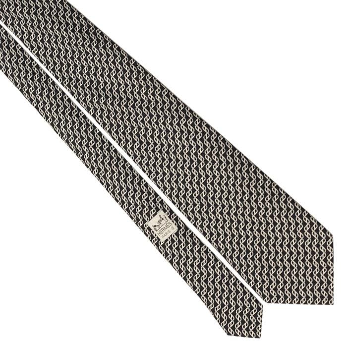 Hermes Men's Silk Tie Geometric H Helix Pattern 5467