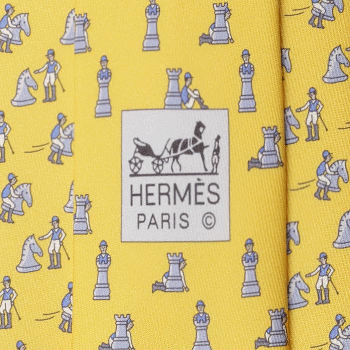 Hermes Men's Silk Tie Whimsical Chess Pieces Pattern 626043 | Necktie Cravate