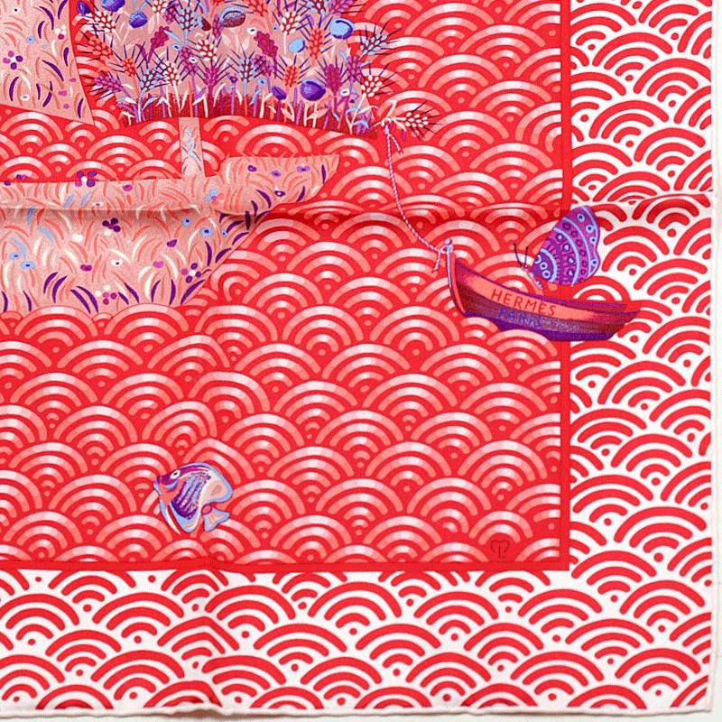 Hermes Scarf "Bateau Fleuri" by Ljubomir Milinkov 90cm Silk