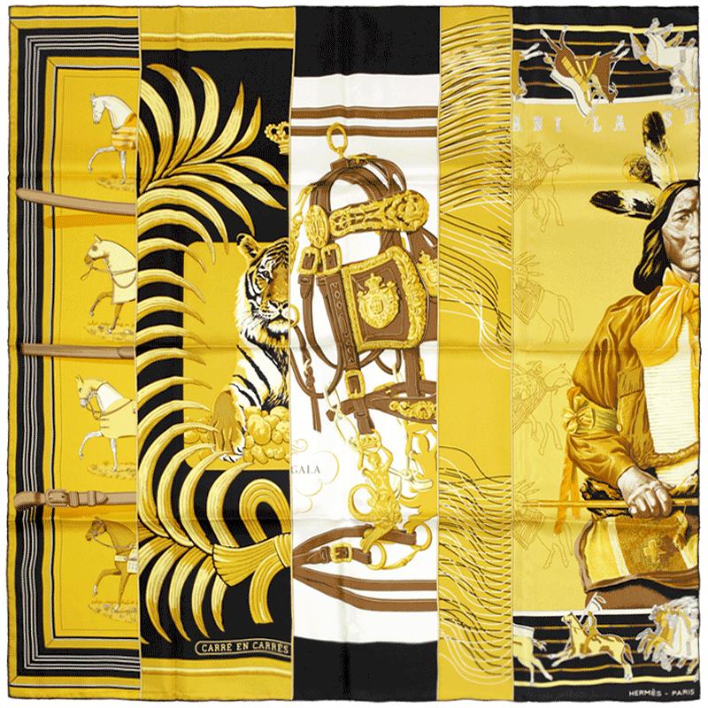 Hermes Scarf "Carre en Carres" by Bali Barret 90cm Silk