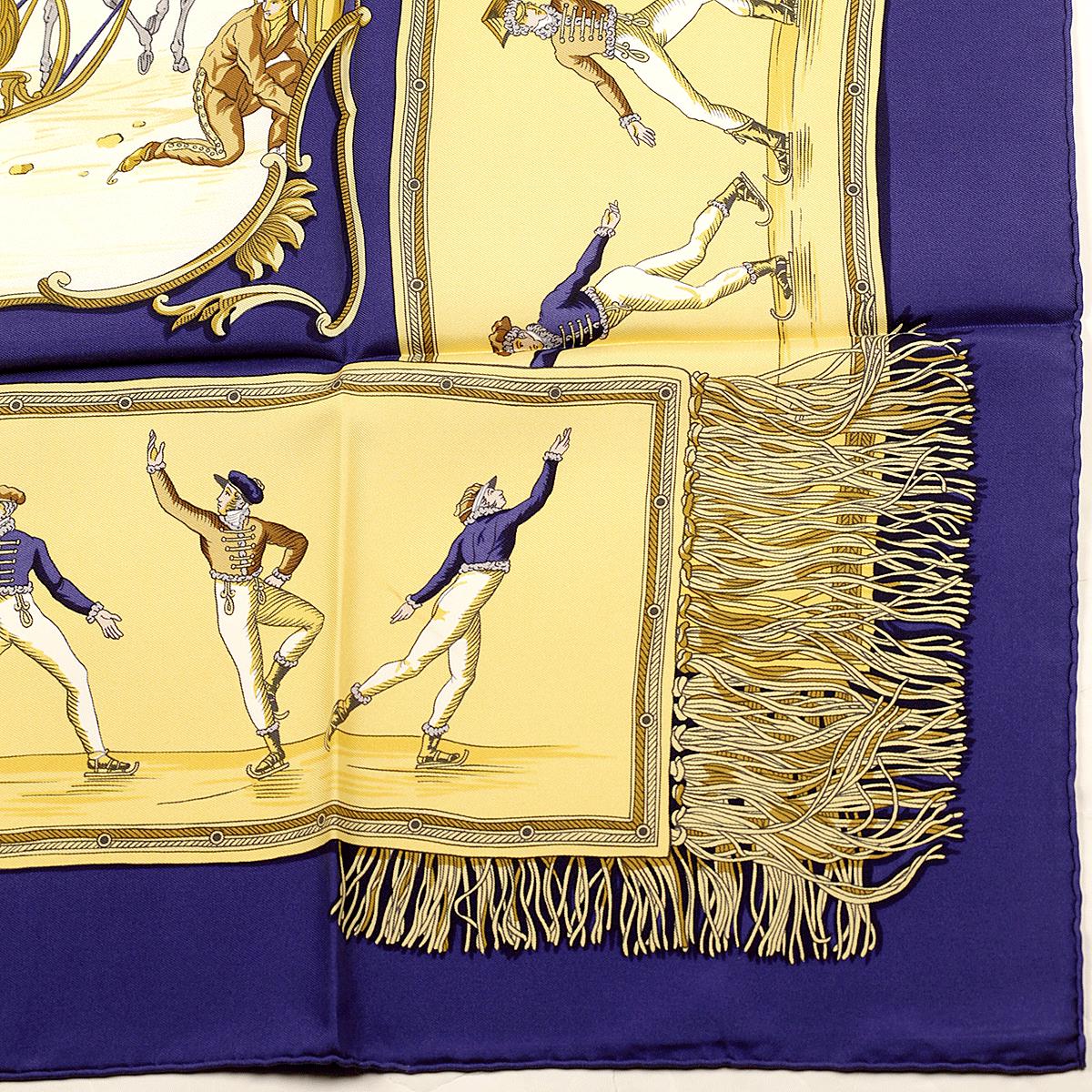 Hermes Scarf "Plaisirs du Froid" by Hugo Grygkar Vintage 90cm Silk | Foulard Carre