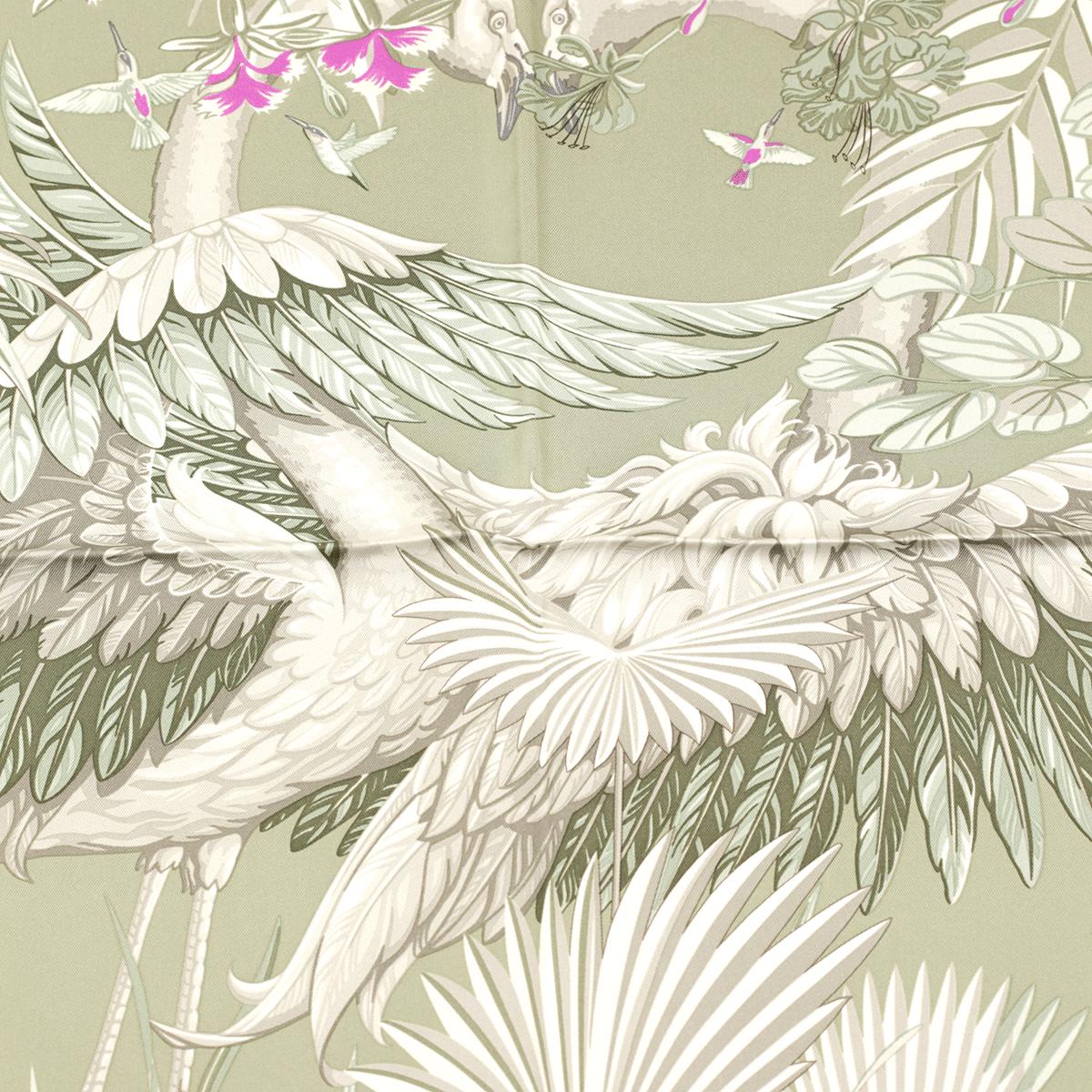Hermes Scarf "Flamingo Party" by Laurence Bourthoumieux 90cm Silk