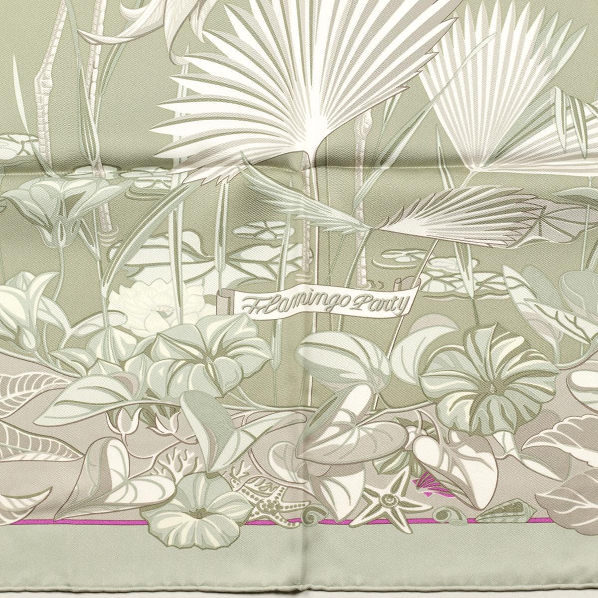Hermes Scarf "Flamingo Party" by Laurence Bourthoumieux 90cm Silk