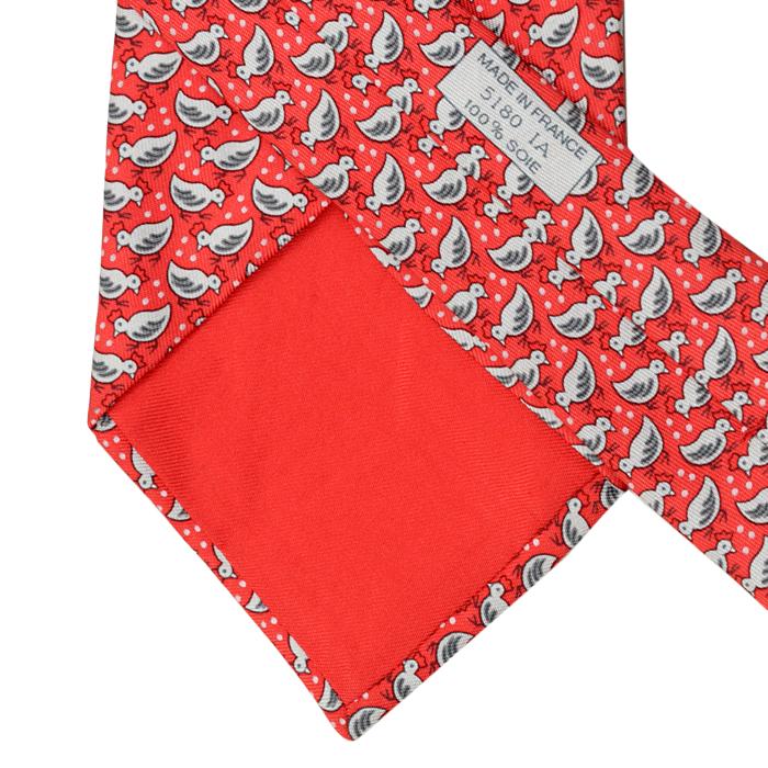 Hermes Men's Silk Tie Whimsical Chicks and Seed Pattern 5180 | Necktie Cravate